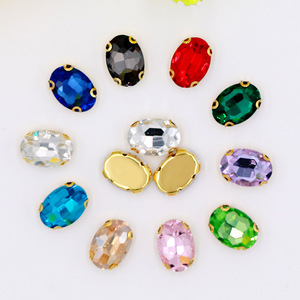 Strass ovales en cristal, base dorée, 12 facettes, forme D, pour accessoires de vêtements DIY, couture à la main, fournitures de fabrication de bijoux - Product Image 2