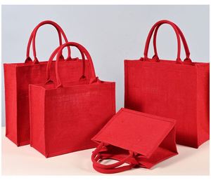 กระเป๋าโท้ทสีแดงพรีเมียมแบบกำหนดเองได้ ทนทาน สำหรับงานโฆษณาและโปรโมชั่น ทำจากผ้ากระสอบ - Product Image 2