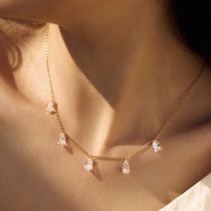 เครื่องประดับอัญมณีแสนสวย S925เงินโรเดียม14K สายโซ่ชุบทองจี้5A เซอร์โคเนียสำหรับสวมใส่ทุกวัน - Product Image 6