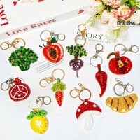 Porte-clés colorés faits main en mini perles de riz blancs, série légumes (carotte, citrouille, maïs), breloques de sac tendance
