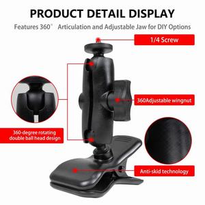 Accessoires pour caméra d'action, forte force de maintien 360° ° Supports de fixation articulés réglables pour trépieds ou tables, <span class=keywords><strong>pince</strong></span> de fixation pour appareil photo - Product Image 3