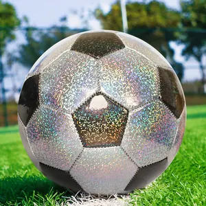 Balles d'entraînement de football professionnel Offre Spéciale argent paillettes cousues à la machine tailles 5 4 3 en cuir PVC TPU imprimé