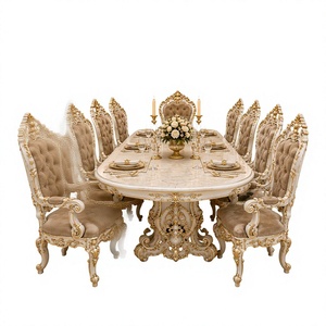 Elegant Heavy Handcrafted Teak <b>Wood</b> <b>Dining</b> <b>Table</b> & Chair Set 10 Seater Oval <b>Dining</b> <b>Table</b> with Italian Style <b>Dining</b> Chairs Set US - Product Image 1