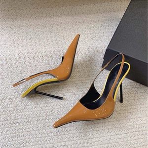 2025 Summer New High Quality Pointed Stiletto High Heels Back Empty Women's Solid Color Elegant <b>Sandals</b> - Product Image 5