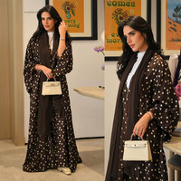 Ensemble Abaya à pois style Dubaï pour femmes musulmanes, mode islamique modeste, robe maxi élégante ample en trois pièces, cardigan