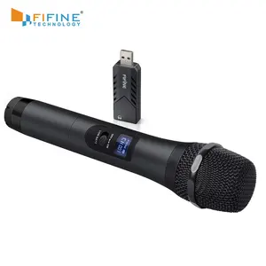 Fifine Radio Microphone UHF Handheld Microphone USB Cordless Handheld Mic With Receiver Input To Computer