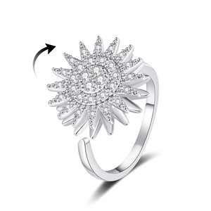 <b>Sunflower</b> Design Adjustable <b>Ring</b> Size Flexible Silver Plated Copper Cluster Open <b>Ring</b> Adjustable Size Wholesale Available - Product Image 5