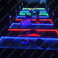 Kit d'accessoires de golf électrique miniature LED Songfa pour extérieur, tapis de gazon 2m*4m, matériau nylon/TPR/caoutchouc, simulateur de golf mobile