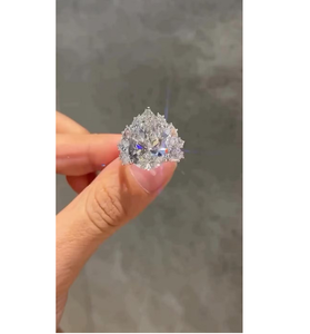 Ensemble de bague de fiançailles en diamant de laboratoire taille poire 3,00 carats, or jaune 14 carats, bijoux de mariée élégants, cadeau raffiné - Product Image 1