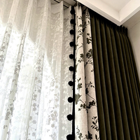 Rideaux en chenille jacquard de style français avec occultation de la lumière de 71 à 90 % pour salon, fenêtres saillantes et baies vitrées