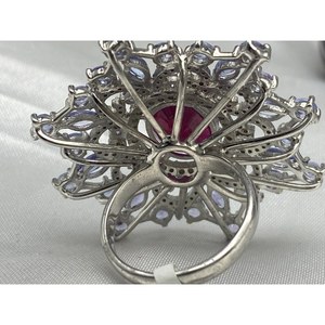 Nuevo Anillo de Lujo con Rubí y Tanzanita, Plata de Ley 925, Regalo para Fiestas, Bodas, Compromisos, Ceremonias Religiosas y Eventos - Product Image 5