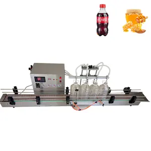 Bench-Top High-Flow 4-Nozzle Mechanical Automatic Filling Machine Liquid and Honey Detergent with Belt Transmission Oil Filling