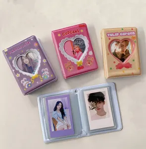 קריקטורה מחזיק מיני Kpop Instax קוריאני שם כרטיס מיני שקוף לב אלבום תמונות