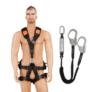 Пятиточечная страховочная привязь для высотных работ, полный комплект с двойным крюком, защита от падения, полноразмерный страховочный пояс для защиты от падения с высоты - Product Image 1