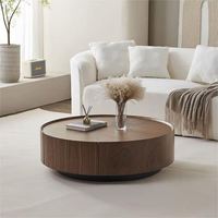 GEDO Table basse de salon en bois courbé Table basse ronde moderne Table basse de luxe relevable avec rangement