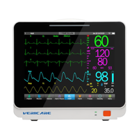 Monitor Multi Parameter Veteriner Vericare JM-12 Layar Sentuh 12,1 Inci Tanda Vital ECG PR SPO2 NIBP TEMP RR HR IBP EtCO2