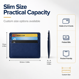 Porte-cartes en cuir PU premium à trois emplacements, pochette plate compacte et minimaliste pour usage quotidien, vente en gros, REACH - Product Image 5