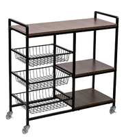 Chariot de rangement métallique à 3 niveaux détachable, chariot utilitaire mobile en maille avec poignée et roues pour la maison, la cuisine, la salle de bain, le salon