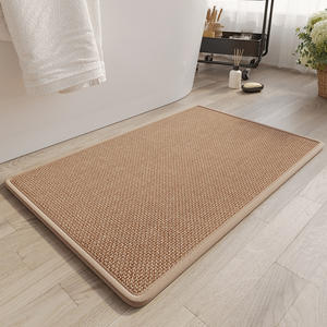 Tapis de salle de bain rectangulaire en fibre de polyester absorbant et à séchage rapide, design minimaliste pour salles de bain - Product Image 1
