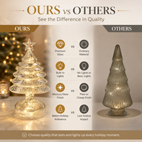 Grand sapin de Noël en verre de luxe avec lumières LED blanc chaud, base légère, utilisation intérieure, écologique, réaliste, haut de gamme