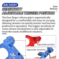 Déclencheur d'arc SPG, aide à 4 doigts, alliage d'aluminium, 360° °   Déclencheurs de pouce rotatifs pour arcs à poulies réglables pour la chasse