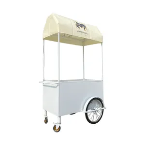 Bubble Tea Kiosk Coffee Vending and Ice Cream Cart Hand Push Cart