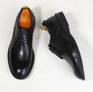 Sapatos masculinos de couro pretos, sapatos elegantes e de couro com cadarço para homens, itália, 2023