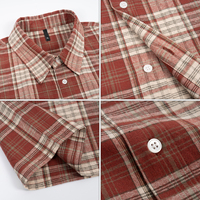Chemises en Flanelle Personnalisées 100 % Coton, Manches Courtes, Coupe Courte Ample à Carreaux, Boutonnée pour Hommes