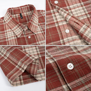 Maßgeschneiderte Flanellhemden vom Hersteller, 100% Baumwolle, Kurzärmlig, Bauchfrei, Kastenförmig, Kariert, Button-Up-Hemd für Herren - Product Image 6