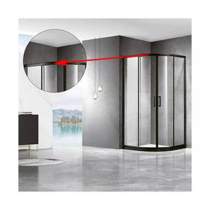 Porte coulissante <span class=keywords><strong>de</strong></span> <span class=keywords><strong>salle</strong></span> <span class=keywords><strong>de</strong></span> <span class=keywords><strong>bain</strong></span> en verre trempé étanche avec cadre en acier inoxydable, design d'angle <span class=keywords><strong>de</strong></span> forme ronde pour appartement - Product Image 4