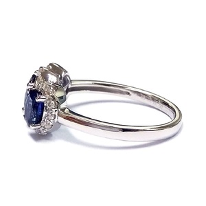 Anillo Elegante de la Serie Shiny Love, Oro Blanco Sólido de 18k, Diamantes Reales, Zafiro Azul, Diseño Ovalado en Racimo, para Mujer, Boda - Product Image 2