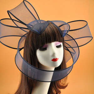 Cerimonia delle signore del giorno di fantasia blu nero <span class=keywords><strong>rosso</strong></span> grande capelli fascinators formale <span class=keywords><strong>cappello</strong></span> da chiesa per le donne copricapo della sposa fasce per la testa - Product Image 2