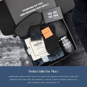 Ideas de Regalos de Cumpleaños Negros 2023 con Manta, Antifaz, Calcetines y Tarjeta, Set de Regalo para Cuidado Postoperatorio para Hombres, Regalos de Recuperación - Product Image 2