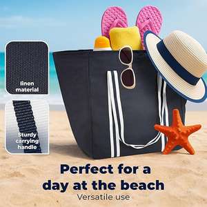 Sac de plage surdimensionné personnalisé pour femme, imperméable, pliable, pour la <span class=keywords><strong>piscine</strong></span>, les vacances d'été, le shopping quotidien en extérieur - Product Image 4