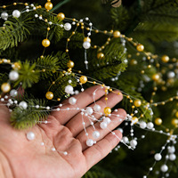 LINGKAI Weihnachts-Perlenkette mit Verbindungsperlen Anhänger Ornamente Weihnachtsbaum Kranz Ranken-Dekoration