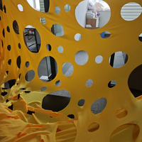 Voile d'ombrage circulaire en tissu fluorescent à découpes laser, extensible UV, pour décoration de fête et événements