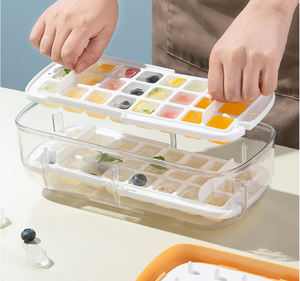 Moule à glaçons créatif double couche en silicone 2022 de qualité alimentaire avec rebord, écologique, boîte transparente et pelle à glace - Product Image 6