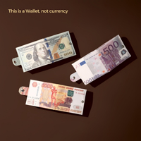 Portefeuille en toile à motif billet de banque fantaisie, bifold, avec poche zippée pour pièces de monnaie et porte-cartes, idéal pour les supermarchés (vente en gros)