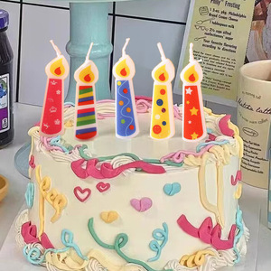 Paquete de 5 Velas de Cumpleaños con Llama Creativa, Cilíndricas de Cera Mixta, para Decoración de Fiestas Infantiles - Product Image 2