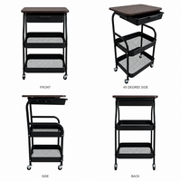 Chariot de rangement mobile en acier au carbone à 3 niveaux avec tiroir pour bureau et salon – Fournisseur direct de mobilier en gros