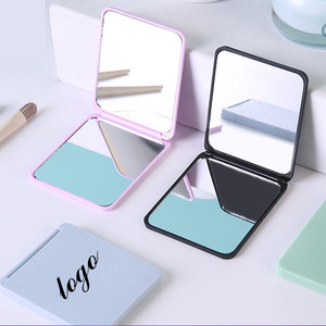 Biểu Tượng Tùy Chỉnh Nhựa Gấp Đôi Mỹ Phẩm Gương Xách Tay <span class=keywords><strong>Pocket</strong></span> Vuông Trang Điểm Gương - Product Image 1