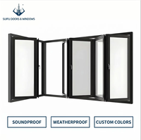 Fenêtre pliante moderne à cadre fin en aluminium pour balcon, résistante aux ouragans, insonorisée, avec grande vue
