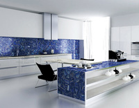 Dalle de pierre semi-précieuse bleue en marbre de luxe personnalisée en gros Carreau de lapis-lazuli en pierre précieuse pour la décoration de sol/mur