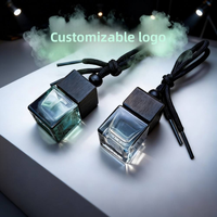 Diffuseur de parfum pour voiture de luxe personnalisé avec logo, flacon en verre noir rechargeable de 8 ml, désodorisant suspendu, huile essentielle