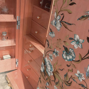 Muebles clásicos de diseño italiano tallado decorativo Color rojo Antiguo Gabinete lateral madera maciza Villa dormitorio gabinete de almacenamiento - Product Image 4