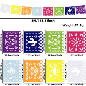 Guirnalda Mexicana de Papel Picado para Fiestas, Decoración para el Cinco de Mayo, Día de los Muertos, Ramadán, Regreso a Clases - Product Image 6