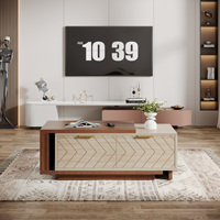 Tribesigns Mesa de Centro Moderna de Madera Extensible, Mesa de Cóctel con 2 Cajones de Almacenamiento