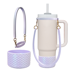 Nàng tiên cá kết cấu Silicone chai nước <span class=keywords><strong>Carrier</strong></span> xử lý và Silicone Boot bó cho 40oz Tumbler phụ kiện với xử lý - Product Image 3