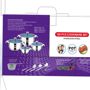 100 cái chất lượng cao cảm ứng Nồi nồi đặt kính nắp không dính thép không gỉ Cookware Set - Product Image 3