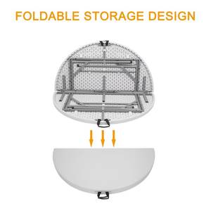 <span class=keywords><strong>Mesa</strong></span> <span class=keywords><strong>Redonda</strong></span> Plegable para Exteriores de 6 pies, 5 pies, 4 pies - <span class=keywords><strong>Mesa</strong></span> de Plástico Blanca Semicircular para Eventos, Bodas, <span class=keywords><strong>Catering</strong></span>, Comedor en el Patio - Product Image 2